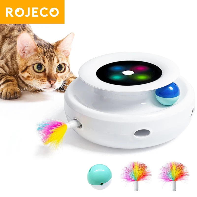 Get Your Purr-fect Playmate: The 2-in-1 Automatic Feather Ball Toy That's Furr-real Fun for Cats and Dogs with 5 Wacky Interactive Modes!