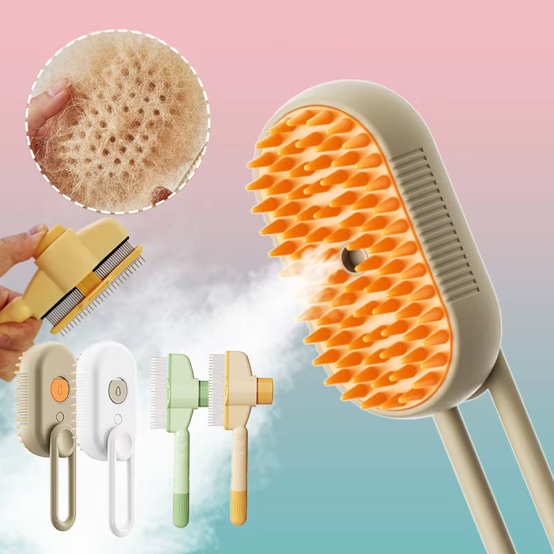 The Purr-fect Pet Hair Remover Kit: The Ultimate Dog & Cat Grooming Brush That Sprays Away Fur and Massages Your Furry Friends!