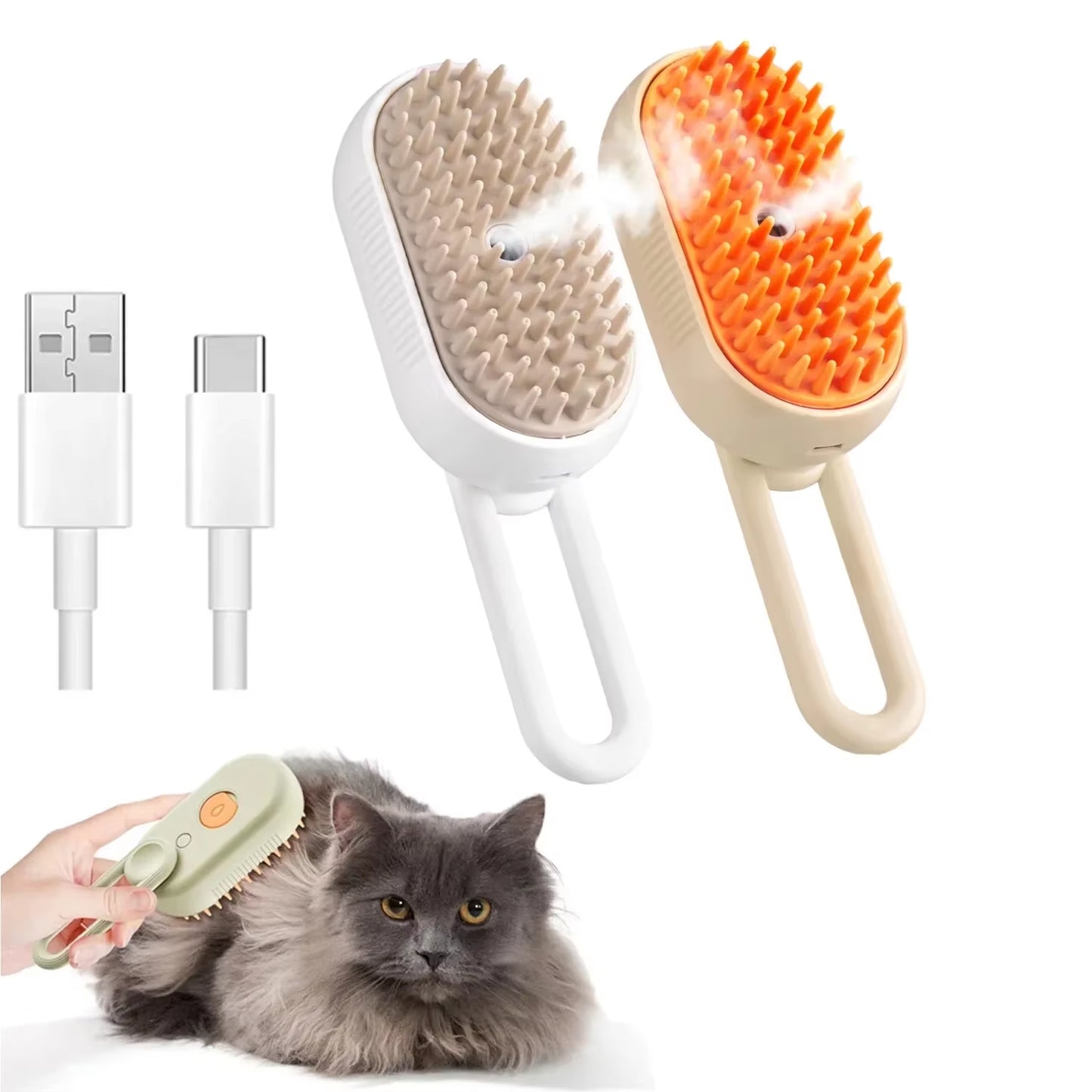 The Purr-fect Pet Hair Remover Kit: The Ultimate Dog & Cat Grooming Brush That Sprays Away Fur and Massages Your Furry Friends!