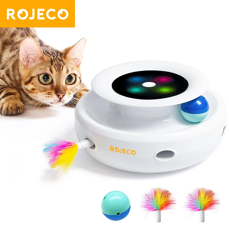 Get Your Purr-fect Playmate: The 2-in-1 Automatic Feather Ball Toy That's Furr-real Fun for Cats and Dogs with 5 Wacky Interactive Modes!