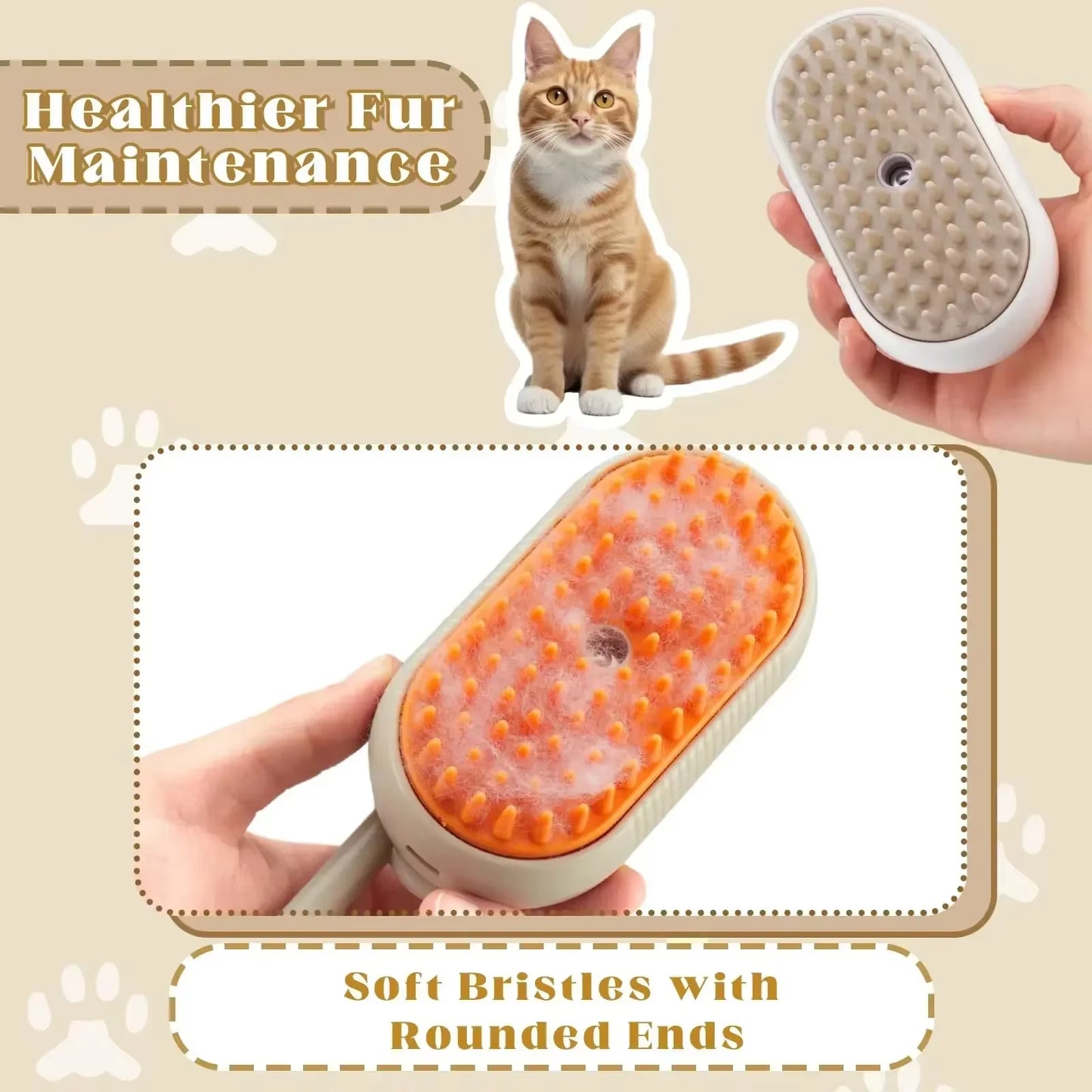 The Purr-fect Pet Hair Remover Kit: The Ultimate Dog & Cat Grooming Brush That Sprays Away Fur and Massages Your Furry Friends!